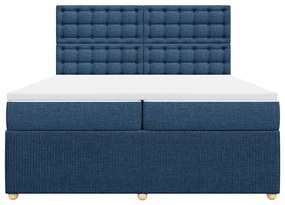 Cama com molas/colchão 200x200 cm tecido azul