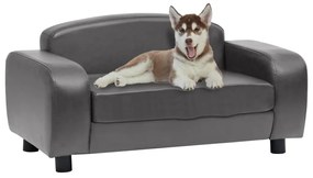 Sofá para cães 80x50x40 cm couro artificial cinzento