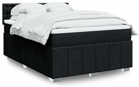 Cama com molas/colchão 140x200 cm tecido preto