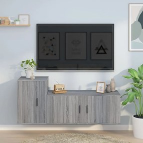 vidaXL Conjunto móveis de TV 2 pcs madeira processada sonoma cinza