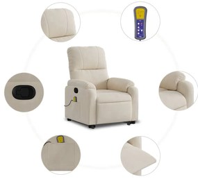 Poltrona de massagens reclinável elevatória microfibra bege