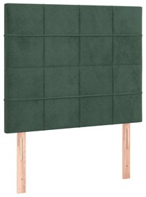 Cama com molas/colchão 80x200 cm veludo verde-escuro