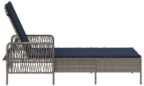Espreguiçadeira Cinza Rattan PE 157 x 55 x 92 cm Dobrável