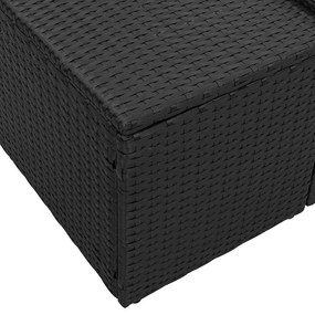 Sofá de Jardim de 2 Lugares com Almofadas Preto Vime PE