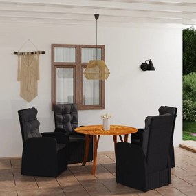 vidaXL 5 pcs conjunto de jantar para jardim preto