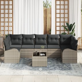 Conjunto de Sofá de Jardim vidaXL de 8 Peças com Almofadas Cinzento Cl
