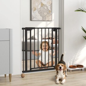 Barreira de Segurança para Cães e Bebés, 70 x 3 x 76 cm, Fixação por Pressão sem Perfuração, Preta