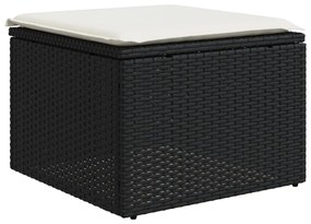 6 pcs conjunto sofás de jardim c/ almofadões vime PE preto