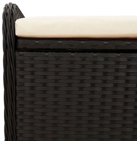 Banco de arrumação com almofadão 80x51x52 cm vime PE preto