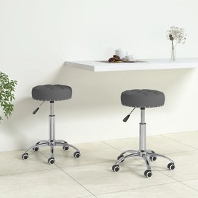 vidaXL Cadeiras de jantar giratórias 2 pcs tecido cinzento-escuro
