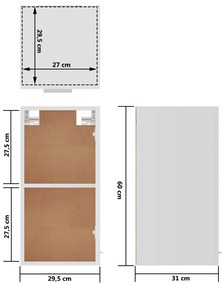 Armário de parede “Lyon” 29,5x31x60 cm derivados madeira branco