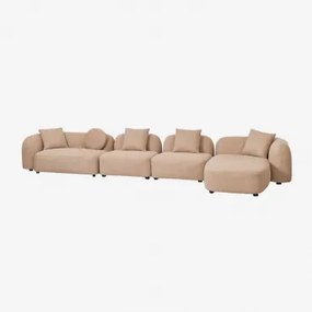 Sofá Modular Chaise Longue Direito De 4 Peças Em Chenille Coco Chenille Grossa Castanho Latte - Sklum