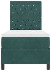 Cama Box Spring com Colchão Verde Escuro 80x200 cm Veludo