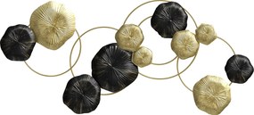 HOMCOM Decoração de Parede em Metal com Forma de Flor de Lótus Adorno para Sala Moderna Decoração 84x35 cm Dourado e Preto | Aosom Portugal
