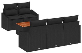 Conjunto de Sofá de Jardim 6 pcs Preto 55 x 55 x 37 cm