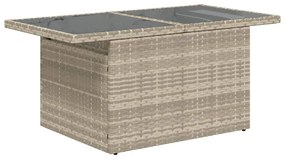 Mesa jardim c/ tampo de vidro 100x55x73 cm vime PE cinza-claro