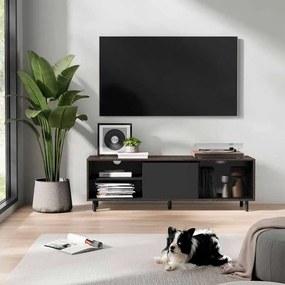 Móvel TV de montagem super-rápida moderno 140 x 39 x 45 cm preto e castanho