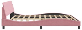 Estrutura de cama c/ cabeceira 200x200 cm veludo rosa