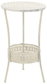 vidaXL Mesa bistrô estilo vintage redonda metal 40x70 cm branco