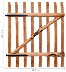 Portão para cerca 1 pc 100x120cm madeira de aveleira impregnada