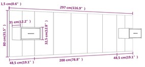 Cabeceira cama + armários madeira processada sonoma cinzento