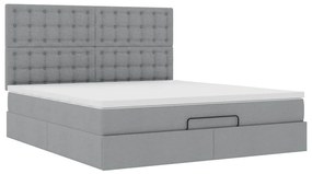 Estrutura cama otomana colchão 160x200 cm tecido cinzento claro