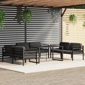 7 pcs conjunto lounge jardim com almofadões alumínio antracite