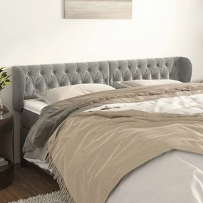 Cabeceira de cama c/ abas veludo 183x23x78/88 cm cinzento-claro