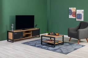 Conjunto de Mobiliário de Sala Cosmo – Pinho Atlântico e Preto – Tv Un