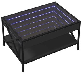 Mesa de centro luzes LED Infinity 70x50x38 cm preto