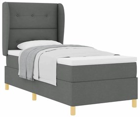 Cama Box Spring vidaXL com Colchão Cinza Escuro 90x200 cm Tecido