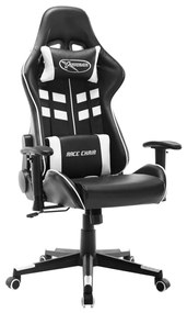 vidaXL Cadeira de gaming couro artificial preto e branco