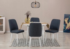 Conjunto de Mesa de Jantar Extensível e Cadeiras Vina – Branco e Azul