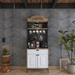 Armário Alto de Cozinha "Avellano" - Nogueira e Branco - 70x170.4x40cm