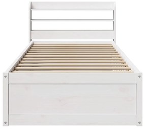 Estrutura de cama com cabeceira 90x200 cm pinho maciço branco