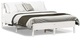 Estrutura cama c/ cabeceira 140x190 cm pinho maciço branco