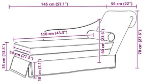 Chaise lounge c/ reforço/apoio de braços direito veludo