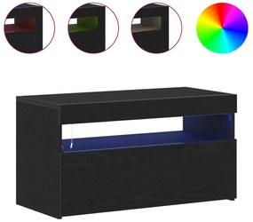 Armários de TV com luzes de LED 2 pcs Carvalho preto 75x35x40 cm Madei