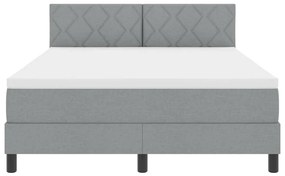 Cama Box Spring com Colchão &amp; LED Cinza Claro 140x200 cm Tecido