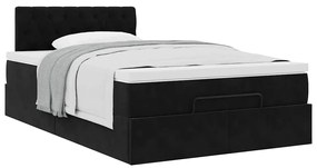 Estrutura de cama otomana com colchão 120x200 cm veludo preto