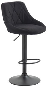 Banco de bar Lazio em tecido e com estrutura preta 46 x 83-104 x 49 cm Preto