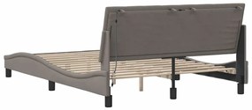 Cama sem colchão 140x190 cm tecido castanho-acinzentado