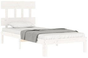 Estrutura de cama com cabeceira 100x200cm madeira maciça branco