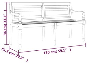 Banco Batávia 150 cm madeira de teca maciça