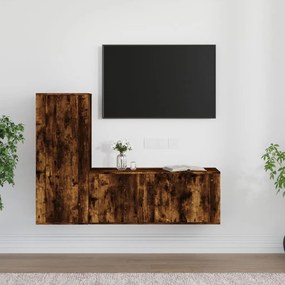 Conjunto móveis de TV 2pcs madeira processada carvalho fumado