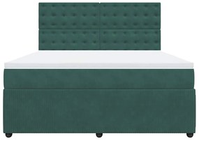 Cama com molas/colchão 180x200 cm veludo verde-escuro