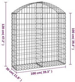Cesto gabião arqueado 100x30x100/120 cm ferro galvanizado