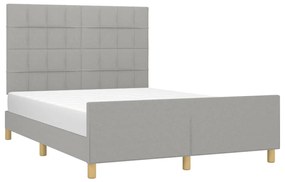 Estrutura de cama sem colchão 140x190 cm tecido cinzento-claro