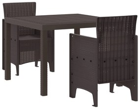 vidaXL Conjunto de Jantar para Jardim 3 pcs Castanho Rattan Polt