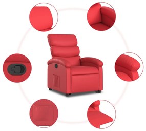 Poltrona reclinável elevatória couro artificial vermelho